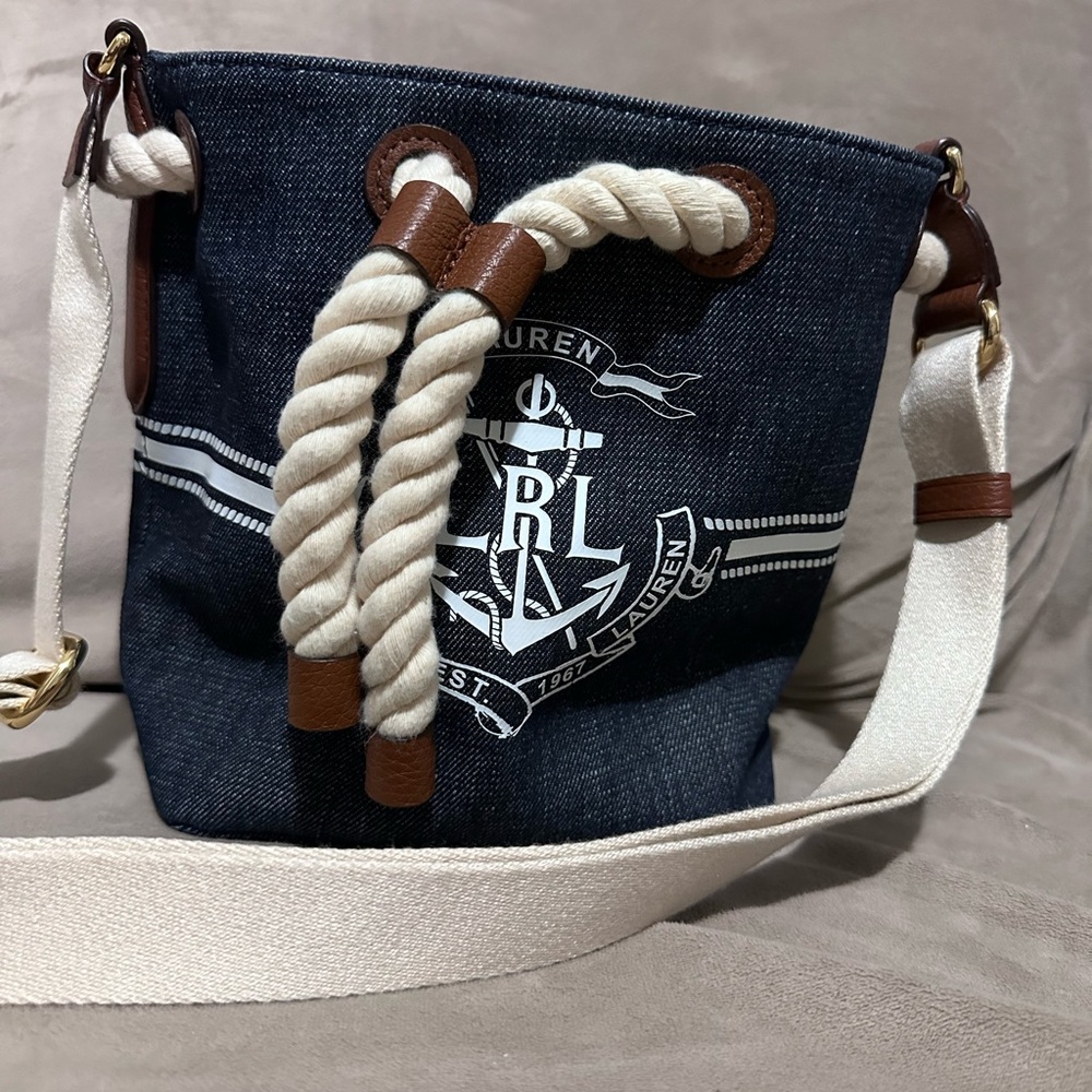 Ralph Lauren Dark Blue Canvas Messenger Bag